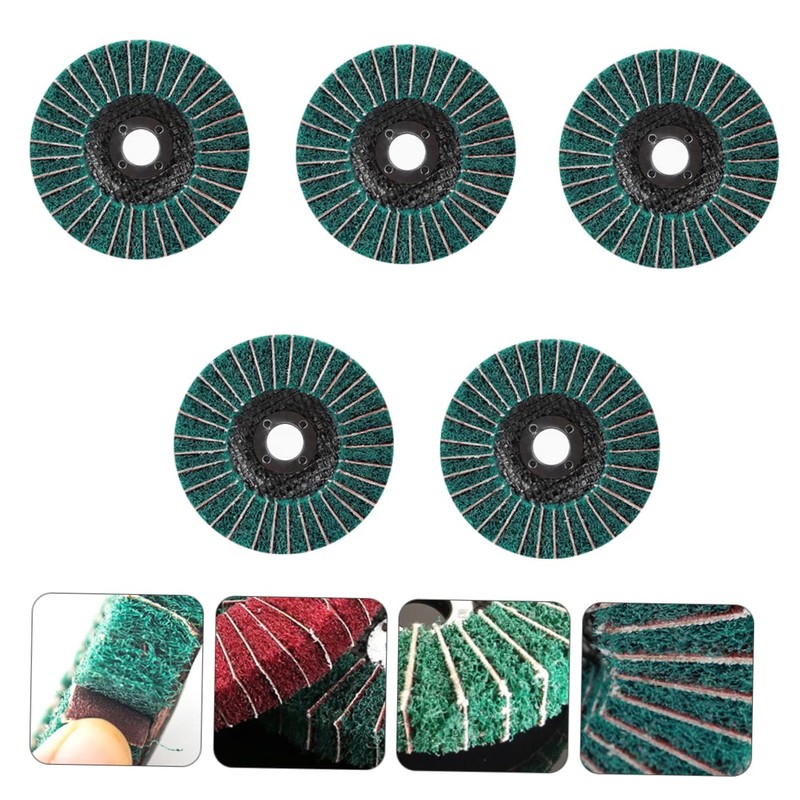 TEHAUX 5pcs Angle Sanding Wheel Cleaning Impeller Clip Green Scouring