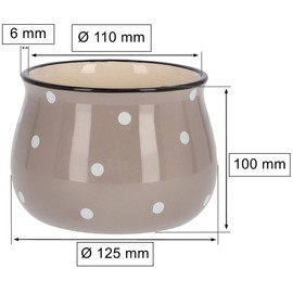 KOTARBAU® Ceramic Flower Pot Planter Diameter 110 mm Beige in White Dots Peas
