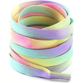 Gammaeon Pack of 2 Flat Unisex Shoelaces Rainbow Colours - Gradient Laces for Canvas Shoes and Trainers (1 m Length, Universal Fit), multicoloured