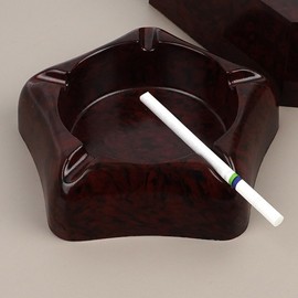 Plastic Wood Grain Square Ashtray 4ea