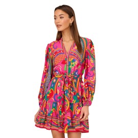 Adrianna Papell Women's Printed Short Dress, Pink Multi 6