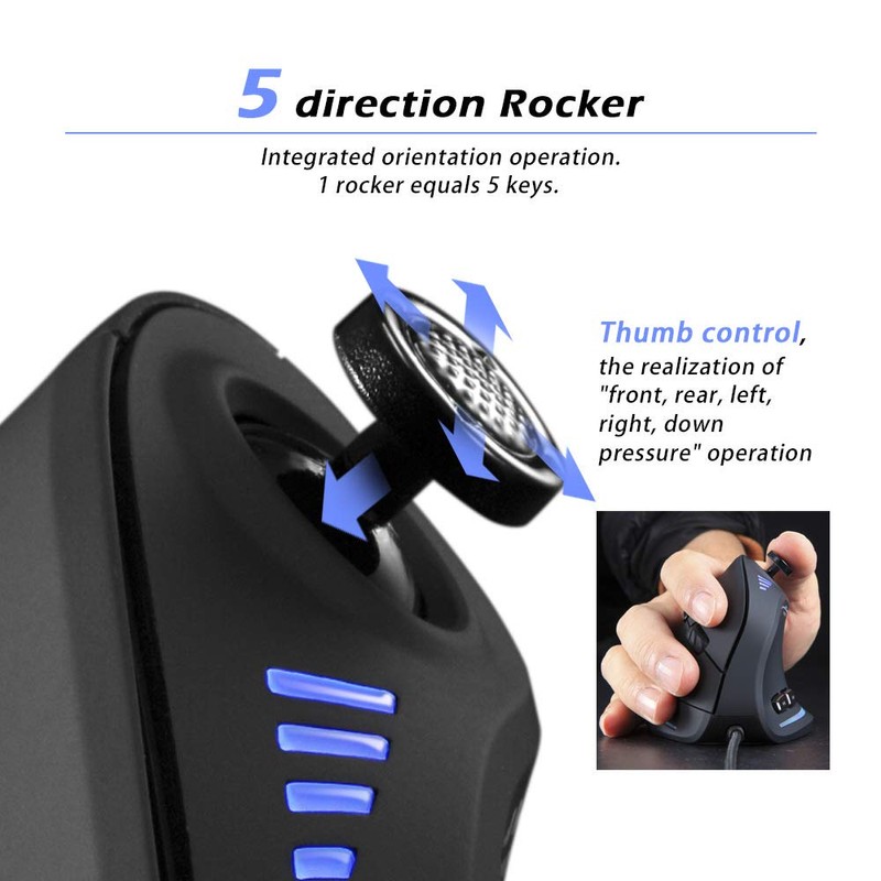 Zeerkeer Ergonomic Vertical Mouse, RGB Wired Vertical Gaming Mouse with
