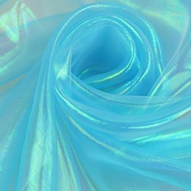 Sky Blue Organza Fabric 1.5M*3M,Iridescent Organza Fabric,ridescent Holographic Gauze Fabric