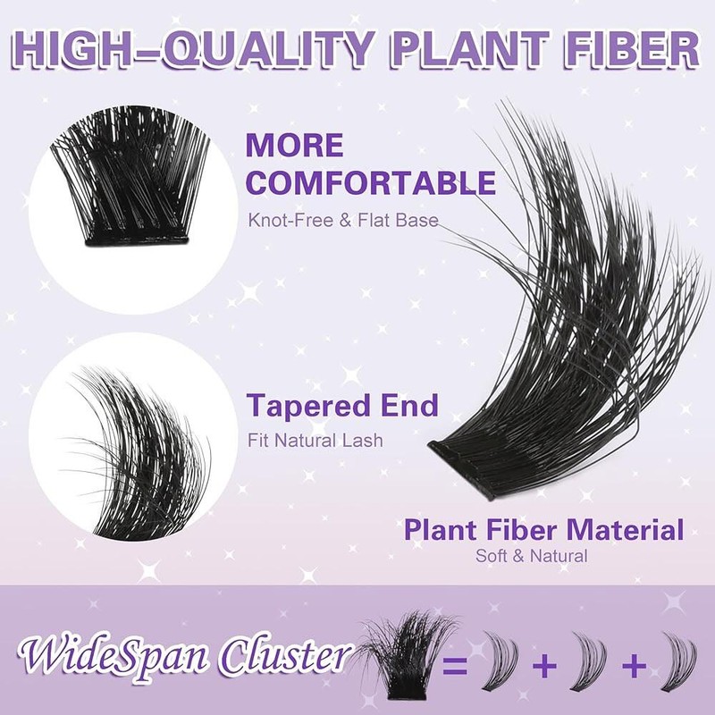 KLHYIT 200D 속눈썹 클러스터 12-20mm 두꺼운 볼륨 224pcs 밍크 인조