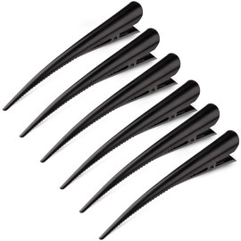 Large Long Alligator Hair Clips for Styling Salon Sectioning,  5 inch Rust-Proof Durable Non-Slip Duckbill Metal Clips for Women Thick and Thin Hair (6 Pack) Black - Size: 1 Count (Pack of 6)