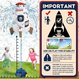 Rocket Sprinkler Launcher – Outdoor Water Toy for Kids, 9–16ft Liftoff & Spin, Perfect Backyard Summer Fun