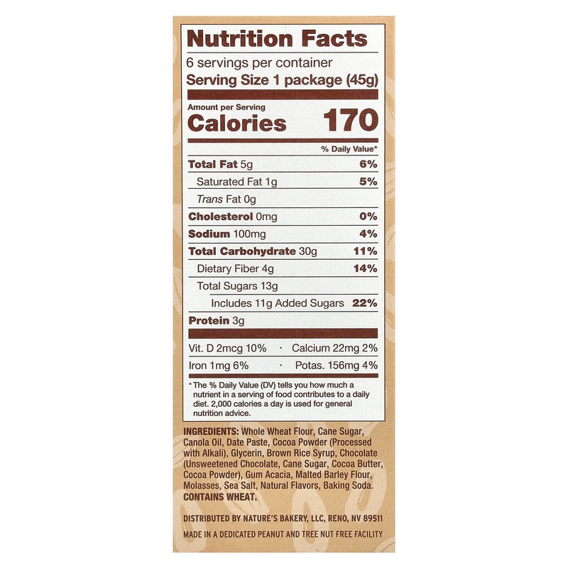 Nature’s Bakery Double Chocolate Brownie Bars, Whole Grains, Dates, and