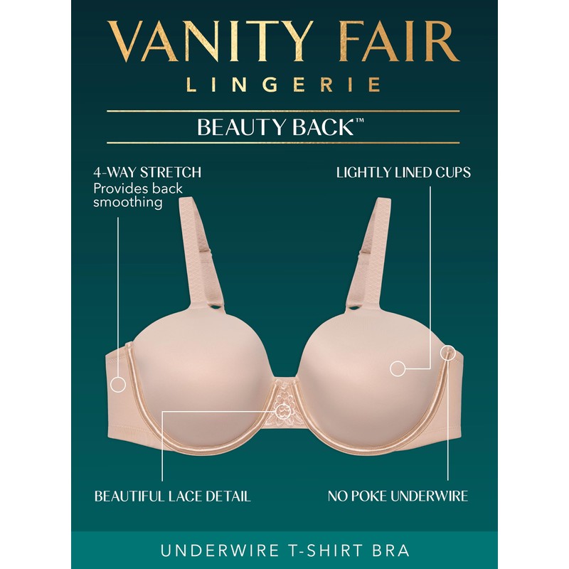Vanity Fair Womens Full Figure Beauty Back Smoothing Bra, 4-way
