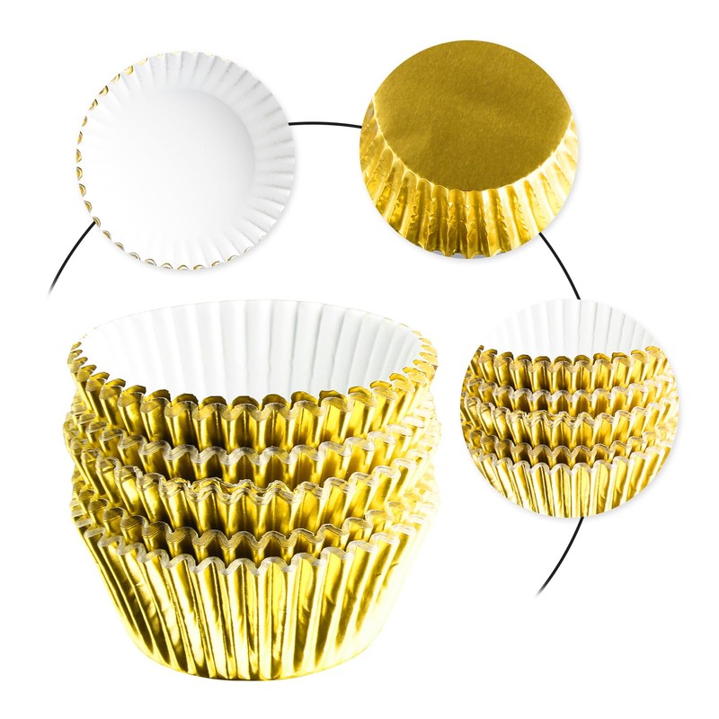 Rumyve 100 Pcs Disposable Baking Cups,Foil Metallic Cupcake Cases,Muffin Liners