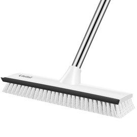 SetSail Upgraded Large 12 in Wide Floor Scrub Brush with 51-Inch Long Adjustable Handle 2 in 1 Scrape Brush Stiff Bristle Floor Scrubber for Cleaning Shower Bathroom Garage Kitchen Wall Deck Tub Tile