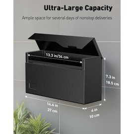 Uniclife Wall Mount Mailbox for Outside, Large Metal Mail Box for Home, Heavy Duty Modern Post Box Letters Drop Box for Outdoor Office (No Lock)