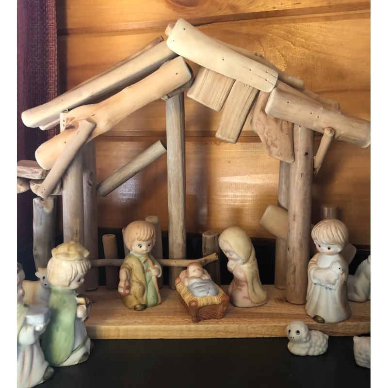 RAZ IMPORTS 15" WOODEN CRECHE MADE OF DRIFTWOOD FOR YOUR