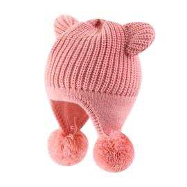 YAMEE Wintermütze Warme Baby mit Earflap Winddicht,Beanie für Kinder Licht mit Weich Polar Fleece Lining,Strickmütze für Mädchen Jungen mit Bärenohren,Beanie Mütze Unisex Baby für Outdoor-Aktivitäten