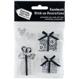 Express Yourself MIP MIP 3D Stickers Silver Gift Boxes and Hearts, Acrylic, Multicoloured, 0.09 x 3.9 x 5.9 cm