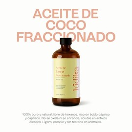 Aceite de Coco Fraccionado 1000 ml | Aceite Base Sin Olor | Hidratante de Piel | Brillo para Cabello Anti Frizz