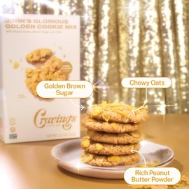 Cravings by Chrissy Teigen Peanut Butter Oatmeal Brown Sugar Cookie Mix, John’s Glorious Golden Cookie Mix, Easy to Bake, 12 Large Cookies, 12.1 oz. (Pack of 3)