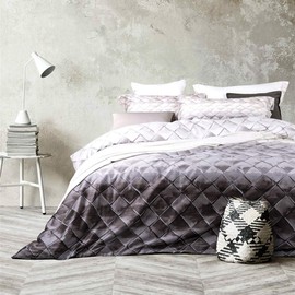 MILDLY 100% Egyptian Cotton Duvet Cover King, Geometric Gray Beige Modern Quilt Cover with Zipper & Ties (1 Comforter Cover+2 Pillow Shams)