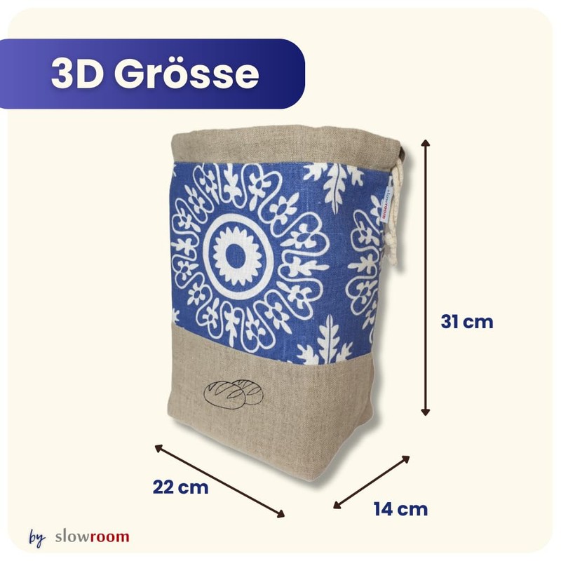 slowroom Linen Lunch Bag, 2 in 1, Bread Bag for