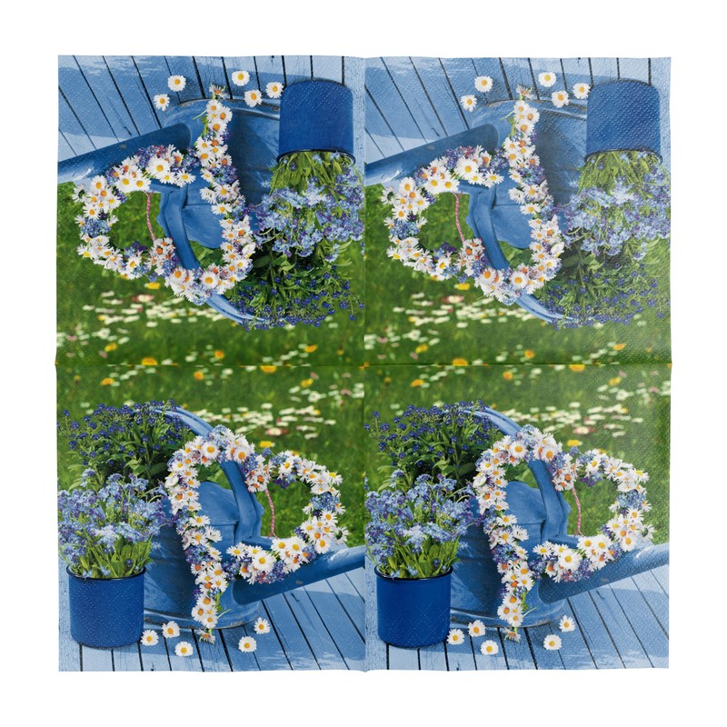 HEKU 100 napkins, 3-ply, 33 x 33 cm, flower heart,