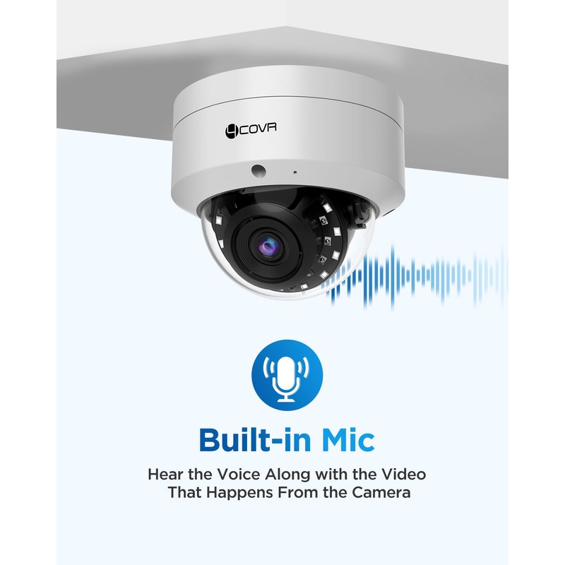 4COVR 5MP PoE Security Camera, Outdoor Vandal Wired Surveillance Dome