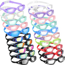 Xuhal 20 Pack Swimming Goggles Bulk Adult Anti Fog UV Protection No Leaking Wide View Goggles for Women Men Youth Multicolor(Bright)