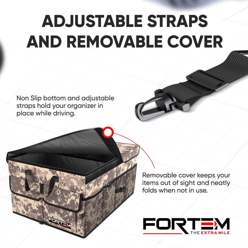 FORTEM Car Trunk Organizer, Car Storage Organizer, Collapsible Multi Compartment