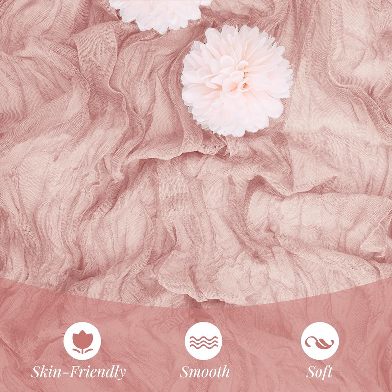 Aktor 6 Pack Dusty Pink Cheesecloth Table Runner 10Ft Gauze