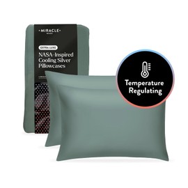 Miracle Made Pillow Cases Newly Improved Extra Luxe Cool IT - 2 Pack Pillow Cover - 2 Pack Sage Green - Silver Infused 300 Thread Count - Thermoregulating Fabric - Pillow Cases Standard Size