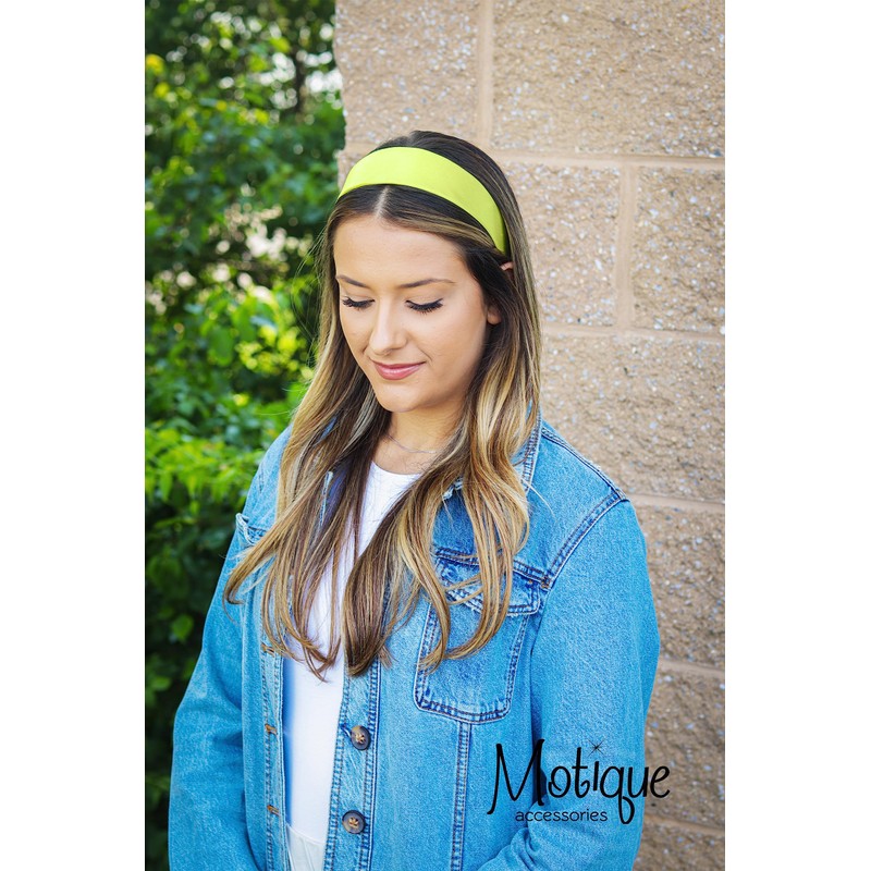 Yellow 2 Inch Wide Satin Hard Headband with No Teeth