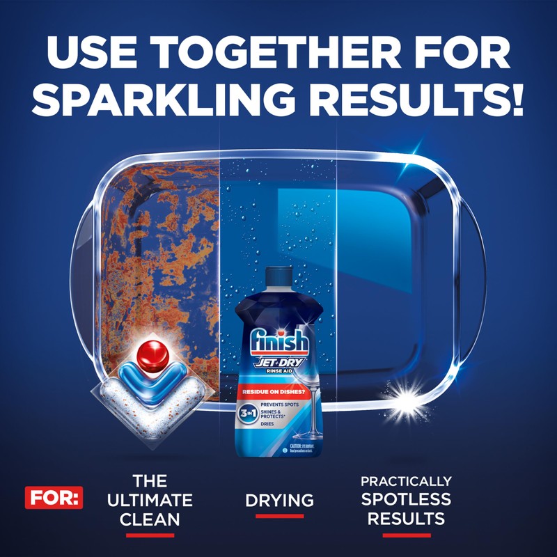 Finish Jet-Dry Dishwasher Rinse Aid, Compatible with Dishwasher Detergent, Prevents