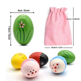 Musical Musical Instruments Musical Egg Shaker, Wooden Easter Eggs, Percussion Musical Easter, Eggs Maracas Egg Shaker Set, Easter Egg Musical Toy, Easter Basket Fillers, Easter Gift