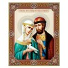 Needzo Saints Peter and Fevronia Orthodox Icon, Gold Foil Wooden