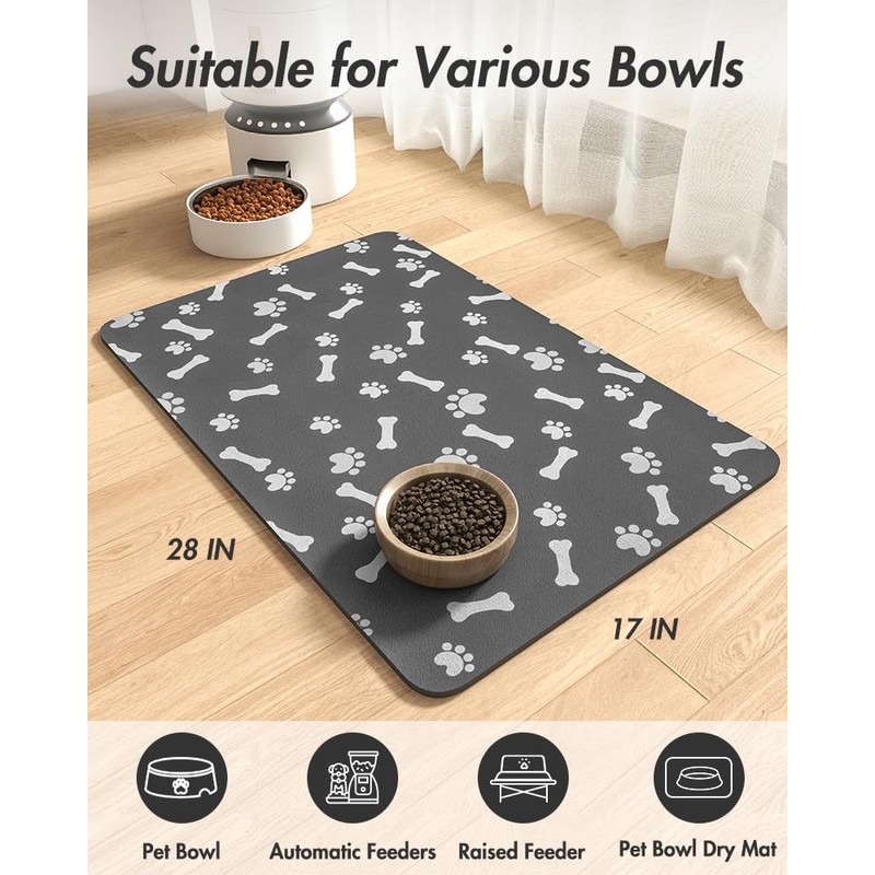 Pet Feeding Mat-Absorbent Dog Food Mat-Dog Mat for Food and