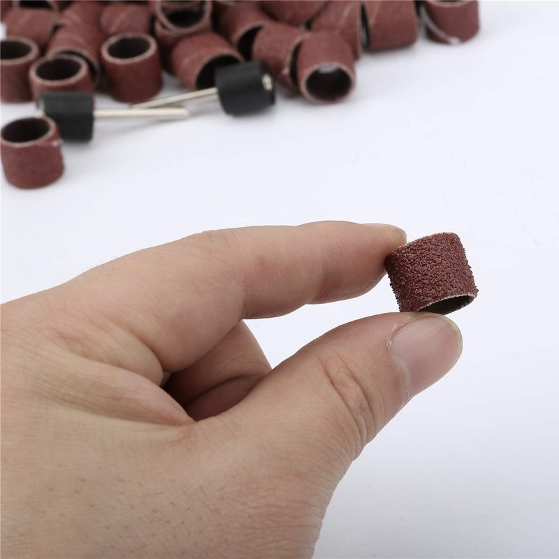 Dophee 100Pcs Sanding Drum 1/2(inch) 80 Grit Sand Bands Shank