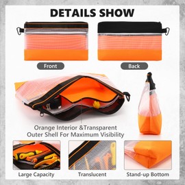 Paterr 16 Pcs Zipper Clear Tool Bag Bulk Small Tool Bag, Heavy Duty Clear Tool Pouch, Multipurpose Waterproof Storage Tool Bag for Men Women Electrician, 4 Color (11.8 Inch)