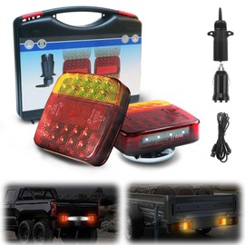 Teguangmei Wireless Trailer Lights Magnetic, 12-24V Wireless LED Trailer Lights Kit for Towing with 7 Pin Plug, Tail Brake Stop Turn Signal License Plate Light for Boat Truck RV Pickup Camper Caravan