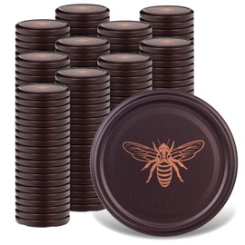 KADAX Screw Lids fi82 mm, Twist Off Lids Set Metal Replacement Lids for Mason Jars, Lids with 6 Locking Teeth for Jars and Mason Jars (Gold Bee, 200 Pieces)