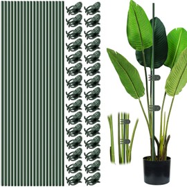 10pcs 15.7" Plant Stakes with 15pcs Clips, Bendable Orchid Stakes and Clips Set Support Tall for Indoor/Outdoor Plants,Potted Plants,Single Stem Vines Flower Plant Support Sticks for Orchid Rose Peony