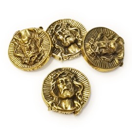 Conchos Screws Chicago Rivets for Leather Craft, Brass Relief Head of Jesus, Stud Back for EZ DIY Denim Decoration, Rapid Nail for Bag, Belt, Boots & Jacket, Gifts for Christian[4pcs]