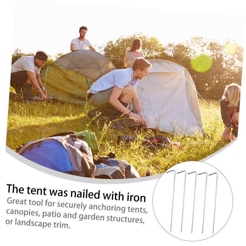 KOMBIUDA 20pcs Heavy Duty Iron Tent Stakes for Camping Awnings