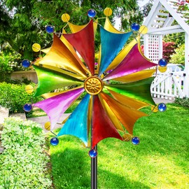 FaloStwer Large Wind Spinners Outdoor Metal - Colorful Weather-Resistant Garden Sculptures, Vibrant Wind-Driven Spinning Décor for Patio, Lawn & Yard Art(Color-A)