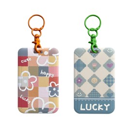 2 Pcs Kpop Photocard Holder Keychain Cartoon Photo Card Holder Cute Badge Holder with Keychain Photo Sleeves ID Bank Credit Card Holder Student Bus Card Protector