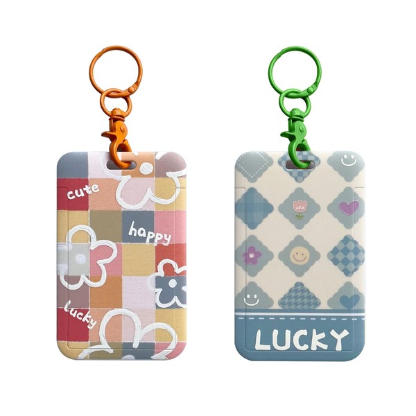 2 Pcs Kpop Photocard Holder Keychain Cartoon Photo Card Holder
