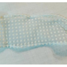 Unbranded Vintage Dot Swiss Blue Trim      1 1/2 inches wide    1 yard