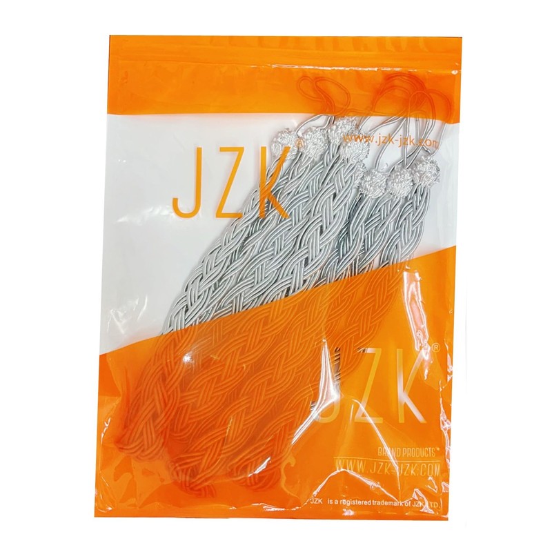 JZK 2 Pairs Silver grey tiebacks for curtains, braided curtain