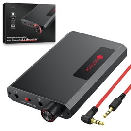 Neoteck Portable 3.5mm Headphone Amplifier with Bluetooth 5.1 Receiver, Bass Boost Switch, 16-300 Ohm HiFi Earphone Amp, Aluminum Matte Surface