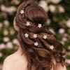 Campsis 8PCS Small Flower Hair Claw Clips Creamy White Rhinestone
