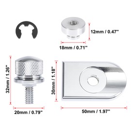 F FIERCE CYCLE Silver Tone Seat Bolt Tab Screw Quick Mount Knob Nut Cover Kit for Harley Davidson Road King Softail 1996-2020
