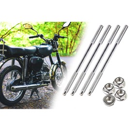 4x Tie Rod Cylinder Stud Bolts M6 x 126 mm + Head Nut Locking Tooth Nut M6 for Simson S51, S53, S70, KR51/2, SR50, SL1, SD50, MS50, TS050