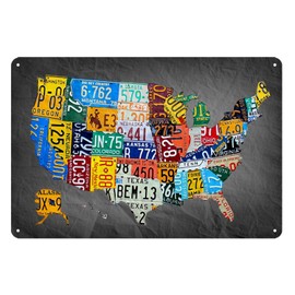 Funny Metal Tin Sign Vintage Usa Map License Plate Sign Garage Decor Map Poster License Plate Map Of The United States Usa Signs Garage Bar Home Office License Plate Decor